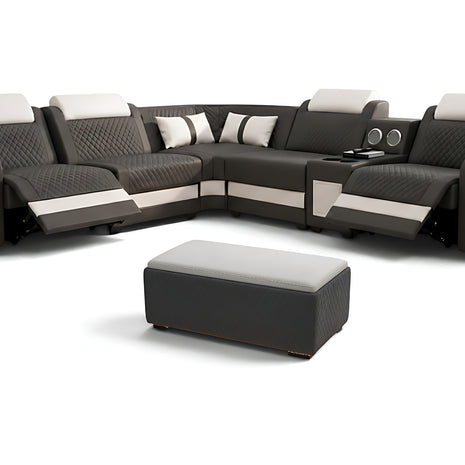 Genuine Leather Electric Recliner Sofa And Coffee Table With LED / Ruchi