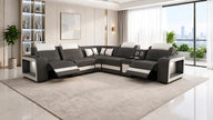 Genuine Leather Electric Recliner Sofa And Coffee Table With LED / Ruchi