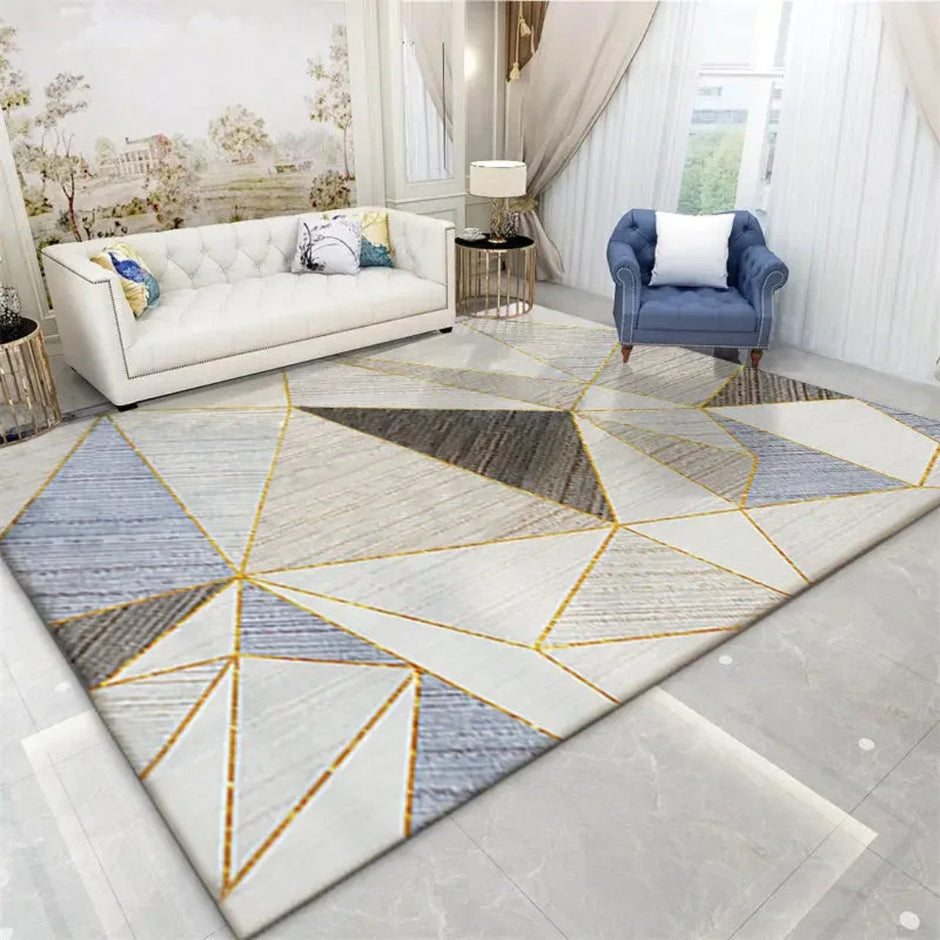 Geometric Patterned Polyester Floor Rug / Ruchi