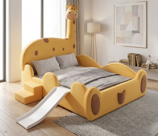 Giraffe Themed Velvet Leather Kids Bed / Ruchi 
