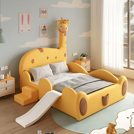 Giraffe Themed Velvet Leather Kids Bed / Ruchi