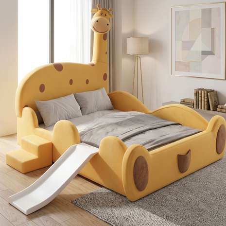 Giraffe Themed Velvet Leather Kids Bed / Ruchi 