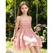 Girls Elegant Tiered Polyester Dress With Bow Straps / Ruchi