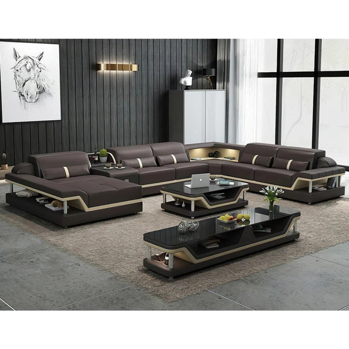 Glamorous LED Sectional Leather Sofa / Ruchi