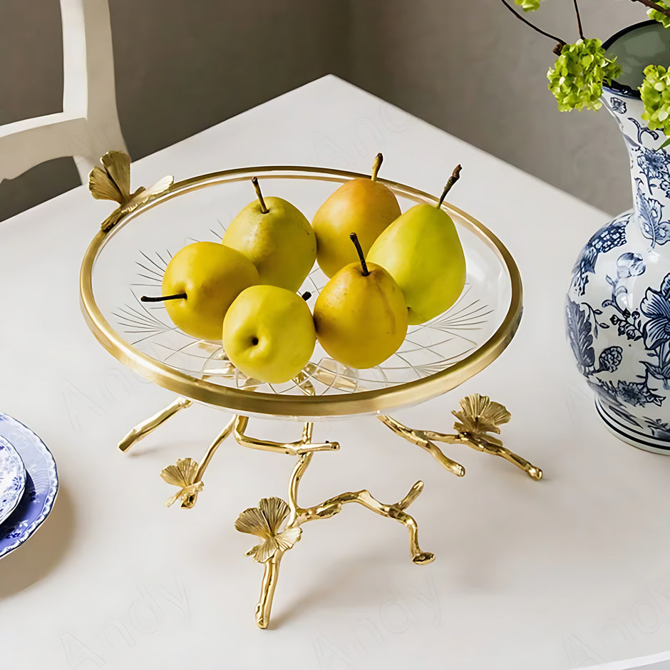 Glass Top Brass Fruit Tray For Party / Ruchi