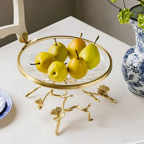 Glass Top Brass Fruit Tray For Party / Ruchi