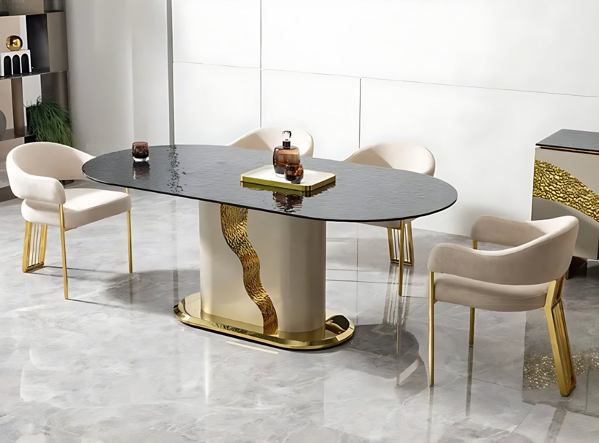 Glass Top Dining Table Set With 6 Chairs / Ruchi