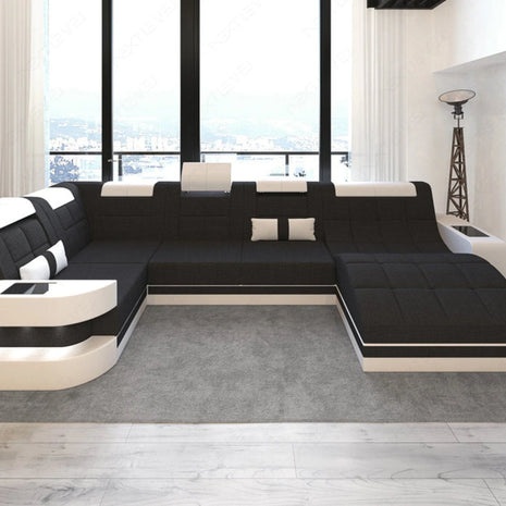 Glorious LED-Integrated Fabric Sectional Sofa / Ruchi