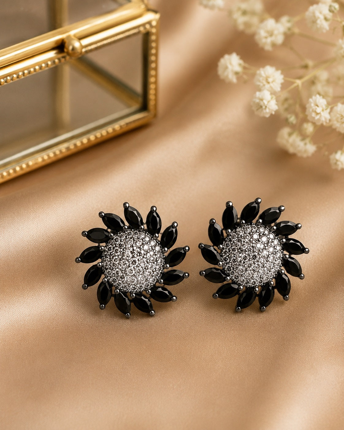 Gold-Tone Alloy Floral AD Stud Earrings / Ruchi
