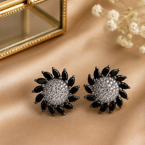 Gold-Tone Alloy Floral AD Stud Earrings / Ruchi