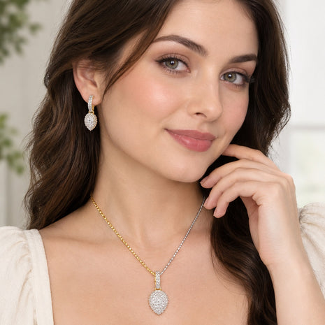 Gold-Tone Metal CZ Necklace and Earring Set / Ruchi