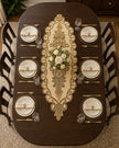 Gold Beige Beaded Oval Runner / Ruchi