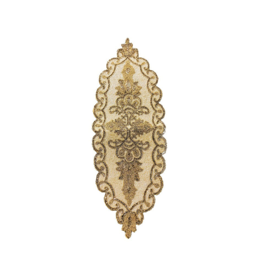 Gold Beige Beaded Oval Runner / Ruchi