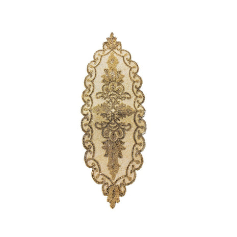 Gold Beige Beaded Oval Runner / Ruchi