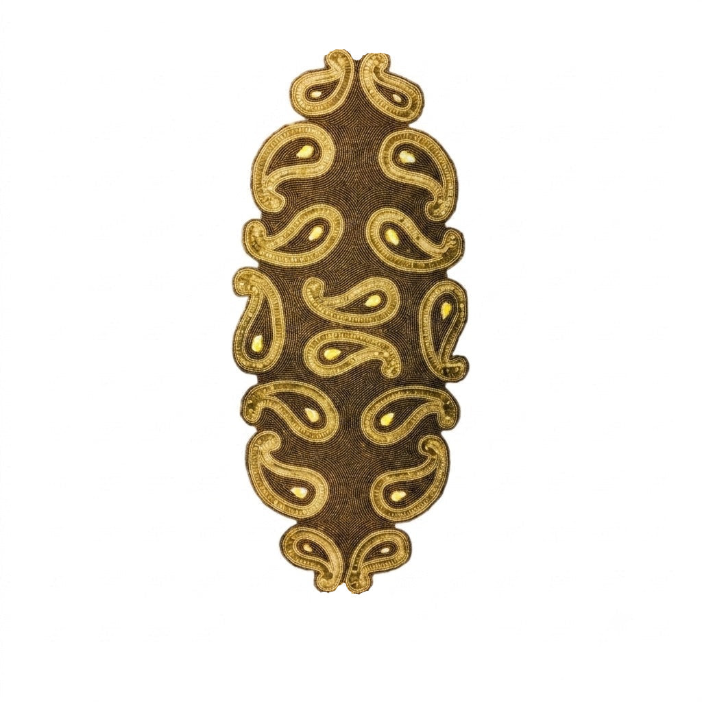 Gold Brown Paisley Beaded Runner / Ruchi