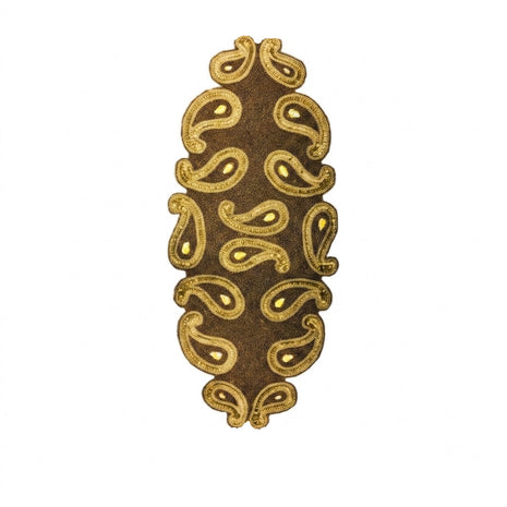 Gold Brown Paisley Beaded Runner / Ruchi