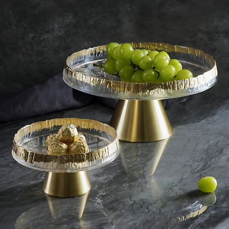 Golden Glass Top Fruit Bowl Stand / Ruchi