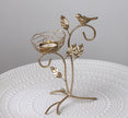 Golden Metal Bird And Branch Tealight Candle Holder / Ruchi
