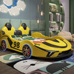 LED Car Leather Kids Bed With Storage