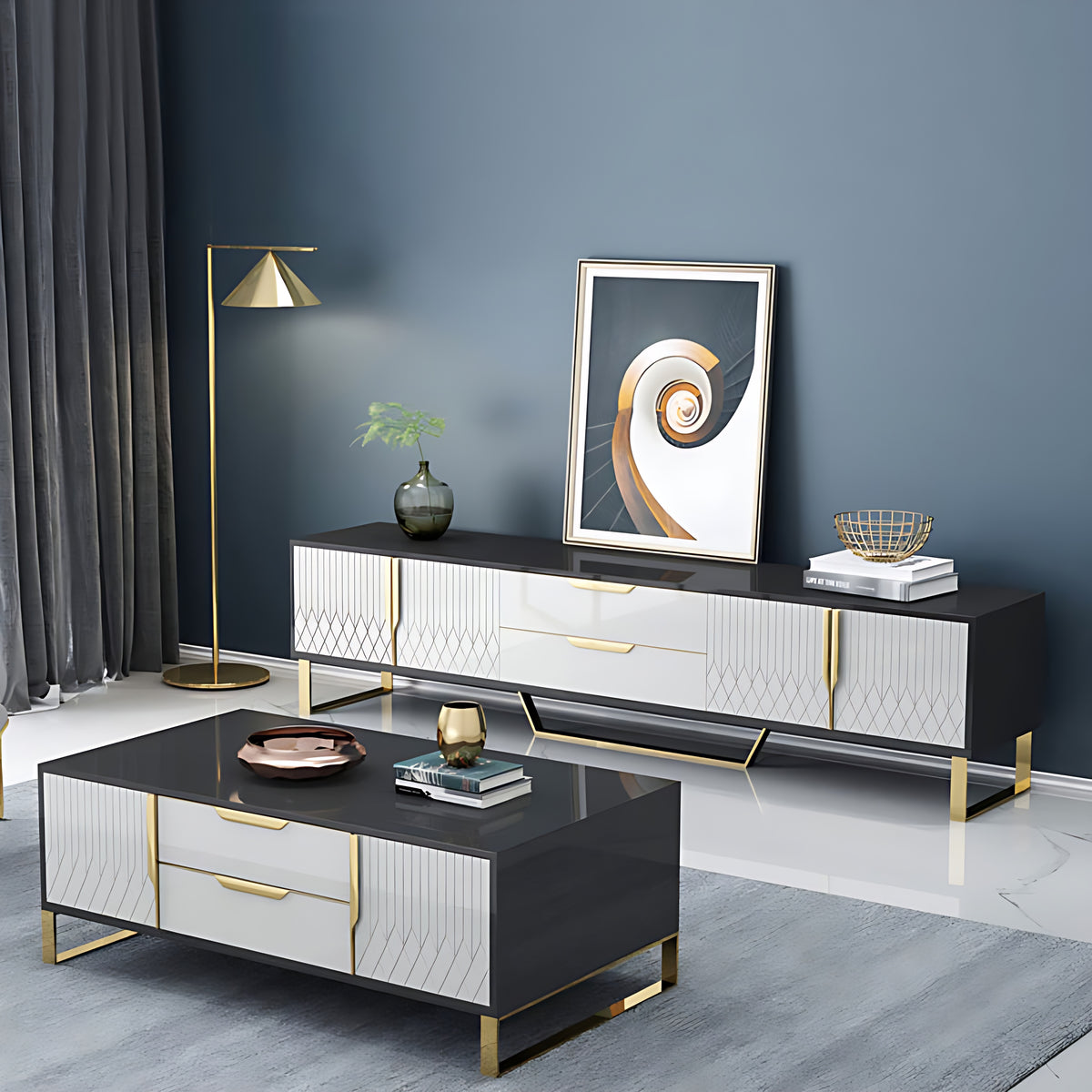 Elegant Wooden Coffee Table And TV Stand Set / Ruchi