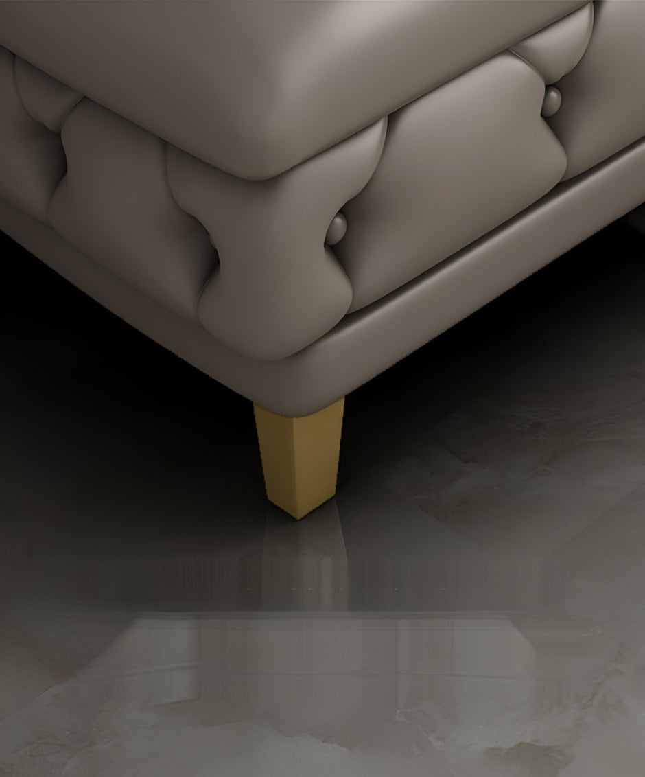 Curved Button Tufted Leather Sectional Sofa