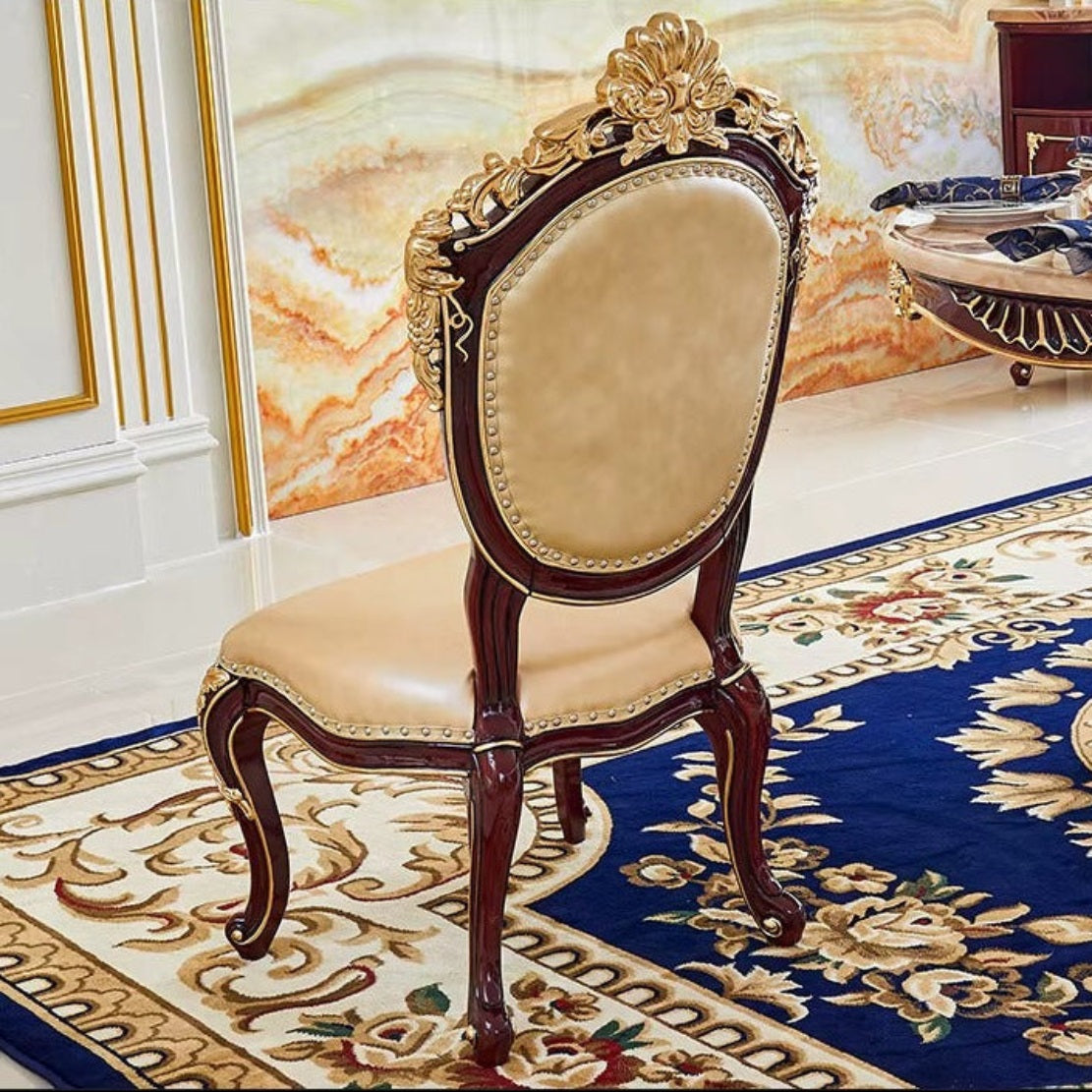 Round European Marble Top Dining Table Set