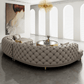 Curved Button Tufted Leather Sectional Sofa / Ruchi