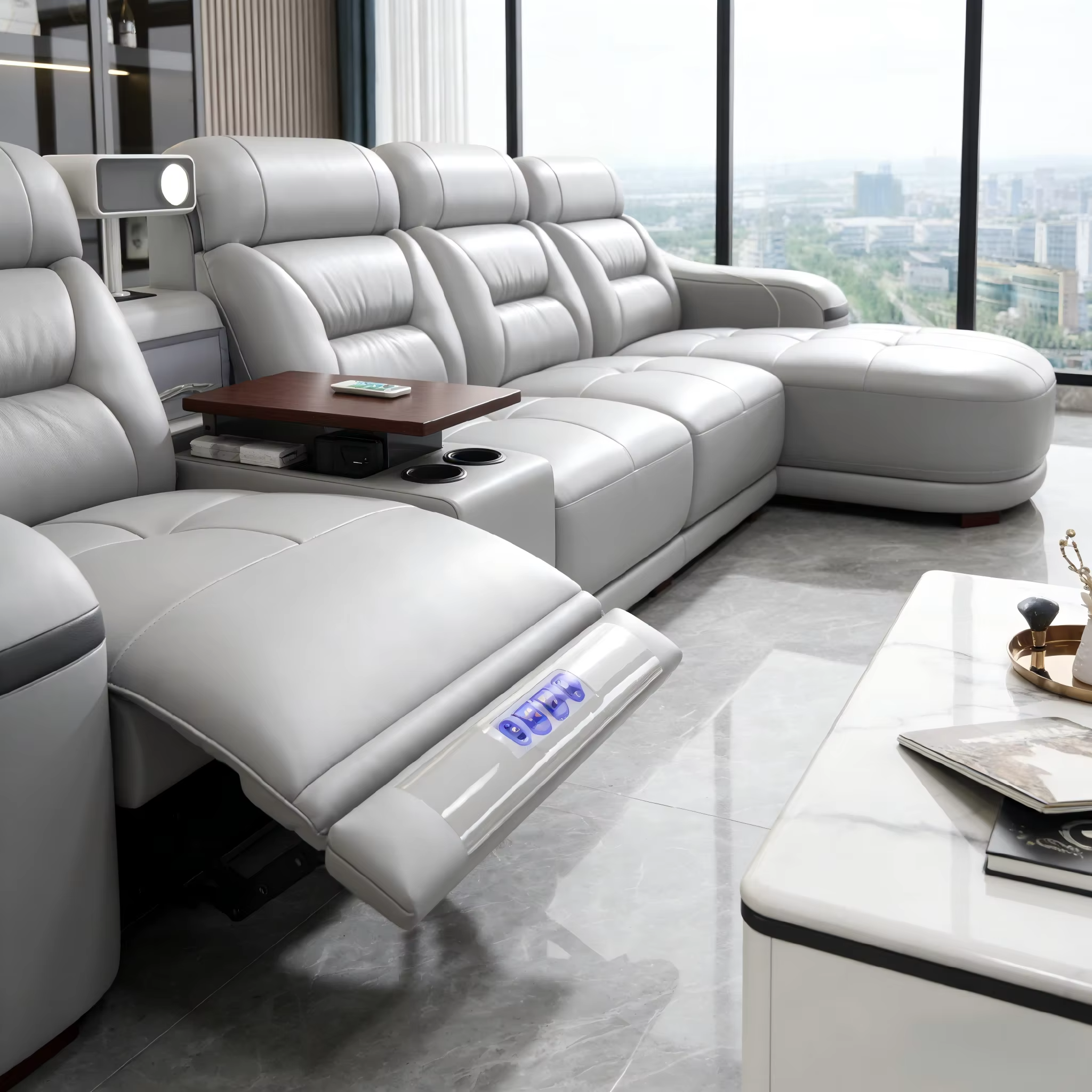 Comfy Electric Reclining Leather Sofa