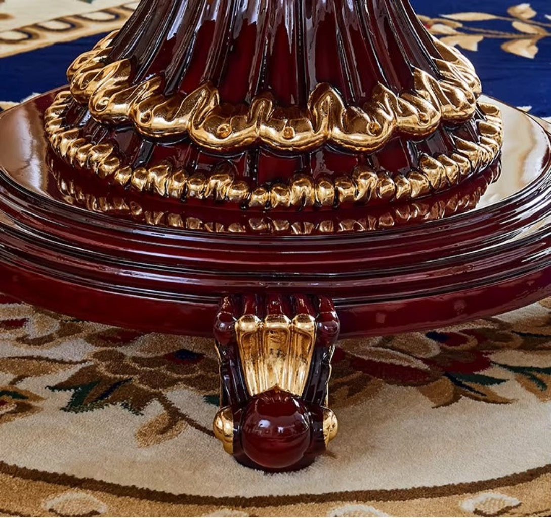 Round European Marble Top Dining Table Set