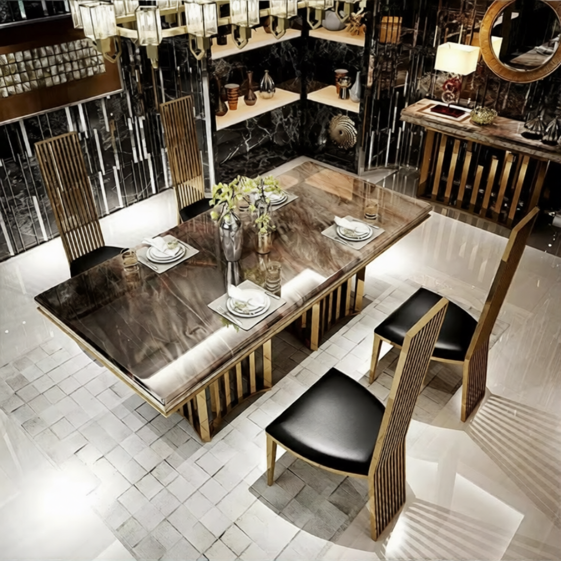 7 Pieces Marble Top Dining Table And Chairs Set