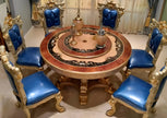 European Round Wooden Dining Table Set For 6