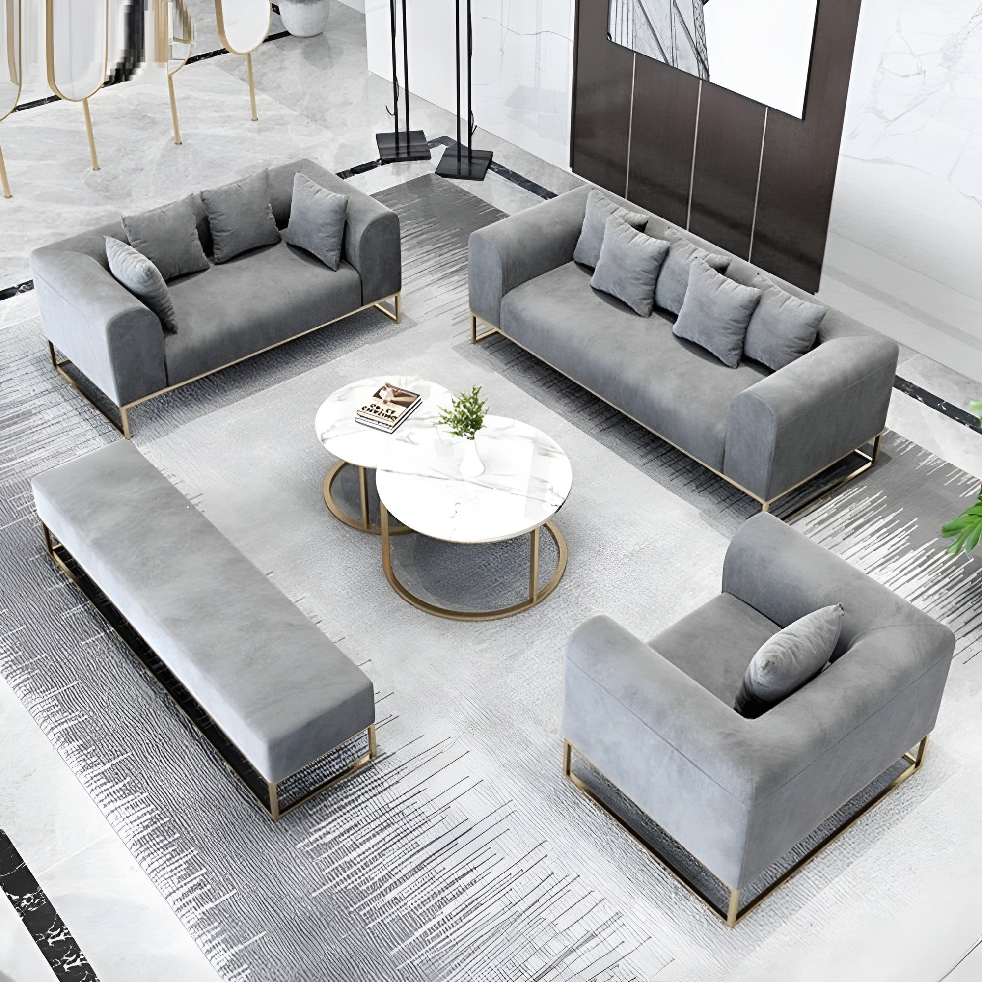 Modern Velvet Wooden Sofa Set / Ruchi