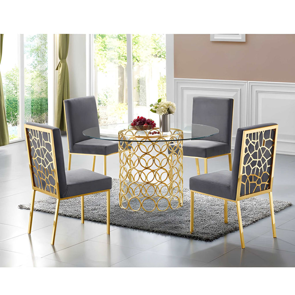 Modern Multicolor Velvet Dining Chairs Set of 4 / Ruchi