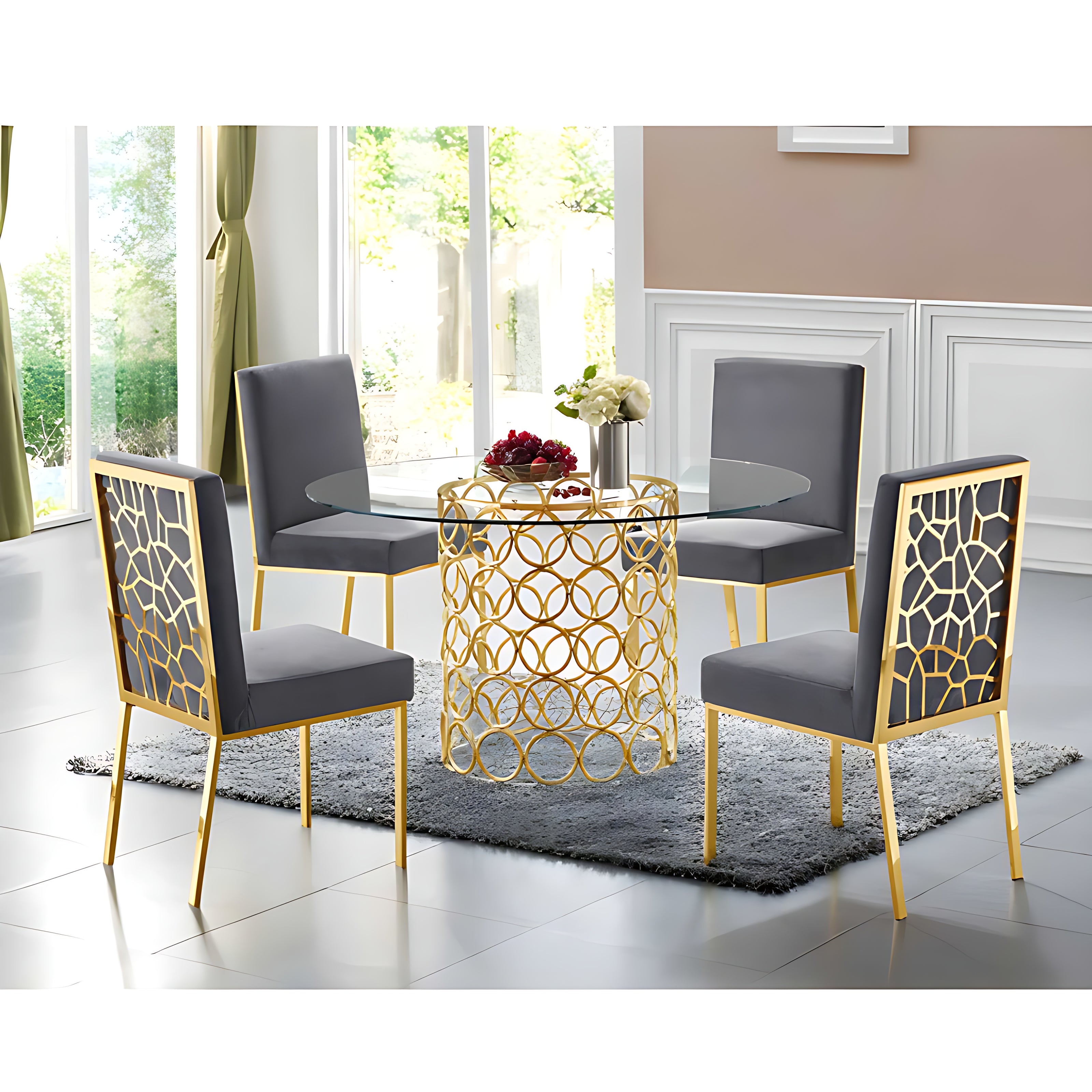 Modern Multicolor Velvet Dining Chairs Set of 4 / Ruchi