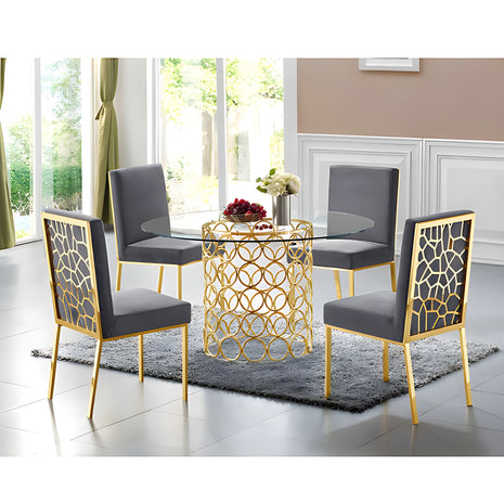 Modern Multicolor Velvet Dining Chairs Set of 4 / Ruchi