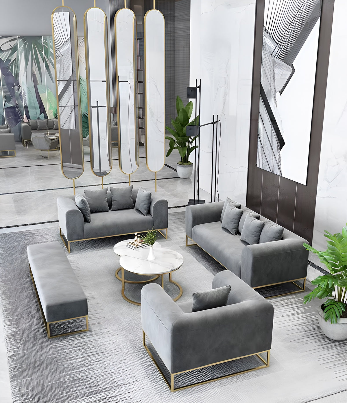 Modern Velvet Wooden Sofa Set / Ruchi