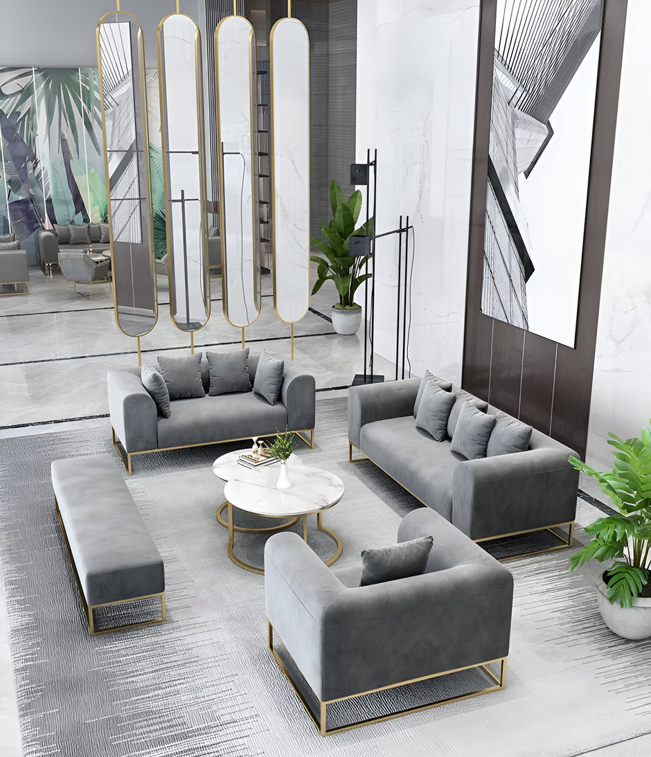 Modern Velvet Wooden Sofa Set / Ruchi