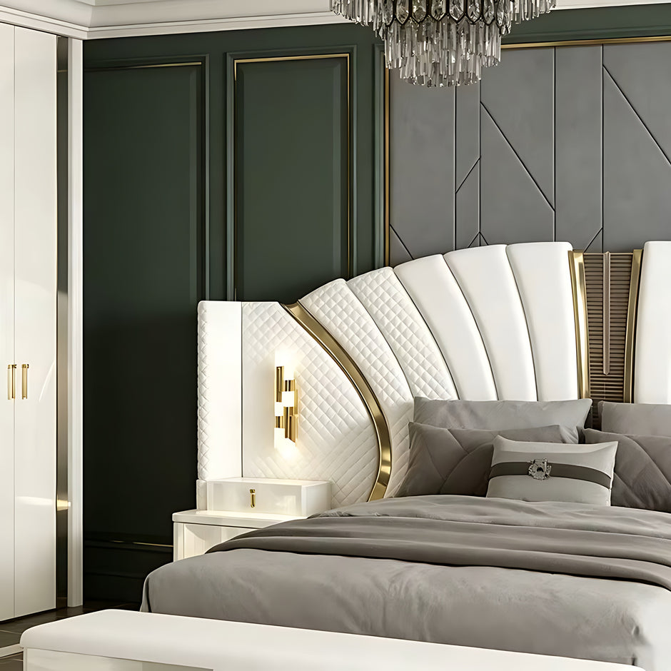 Modern Leather Upholstered Bedroom Set / Ruchi