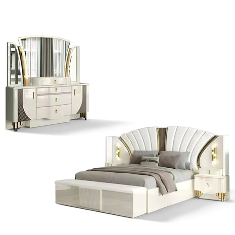 Modern Leather Upholstered Bedroom Set / Ruchi