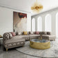 Curved Button Tufted Leather Sectional Sofa / Ruchi
