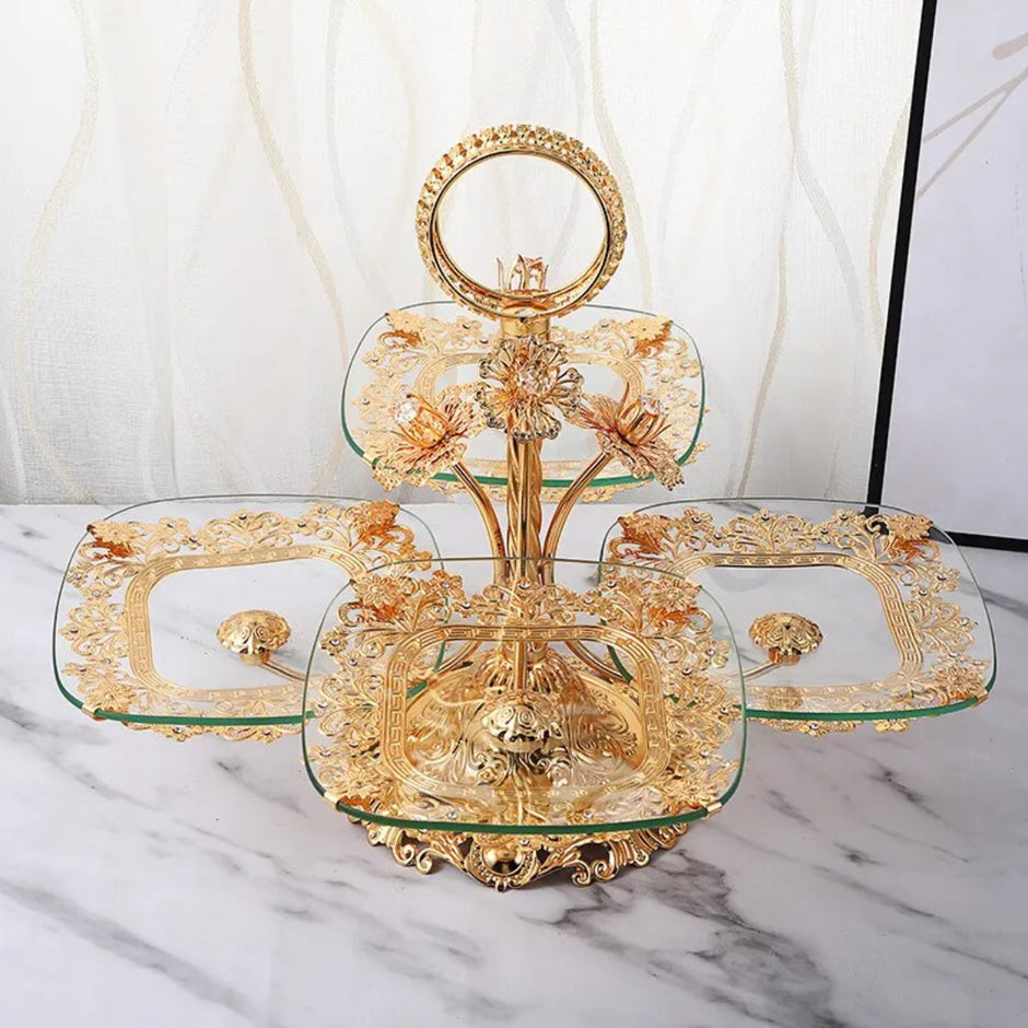 Fruit Stand With 4 Glass Trays For Party / Ruchi