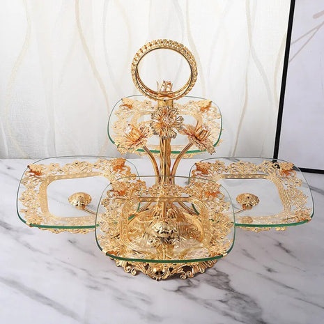 Fruit Stand With 4 Glass Trays For Party / Ruchi