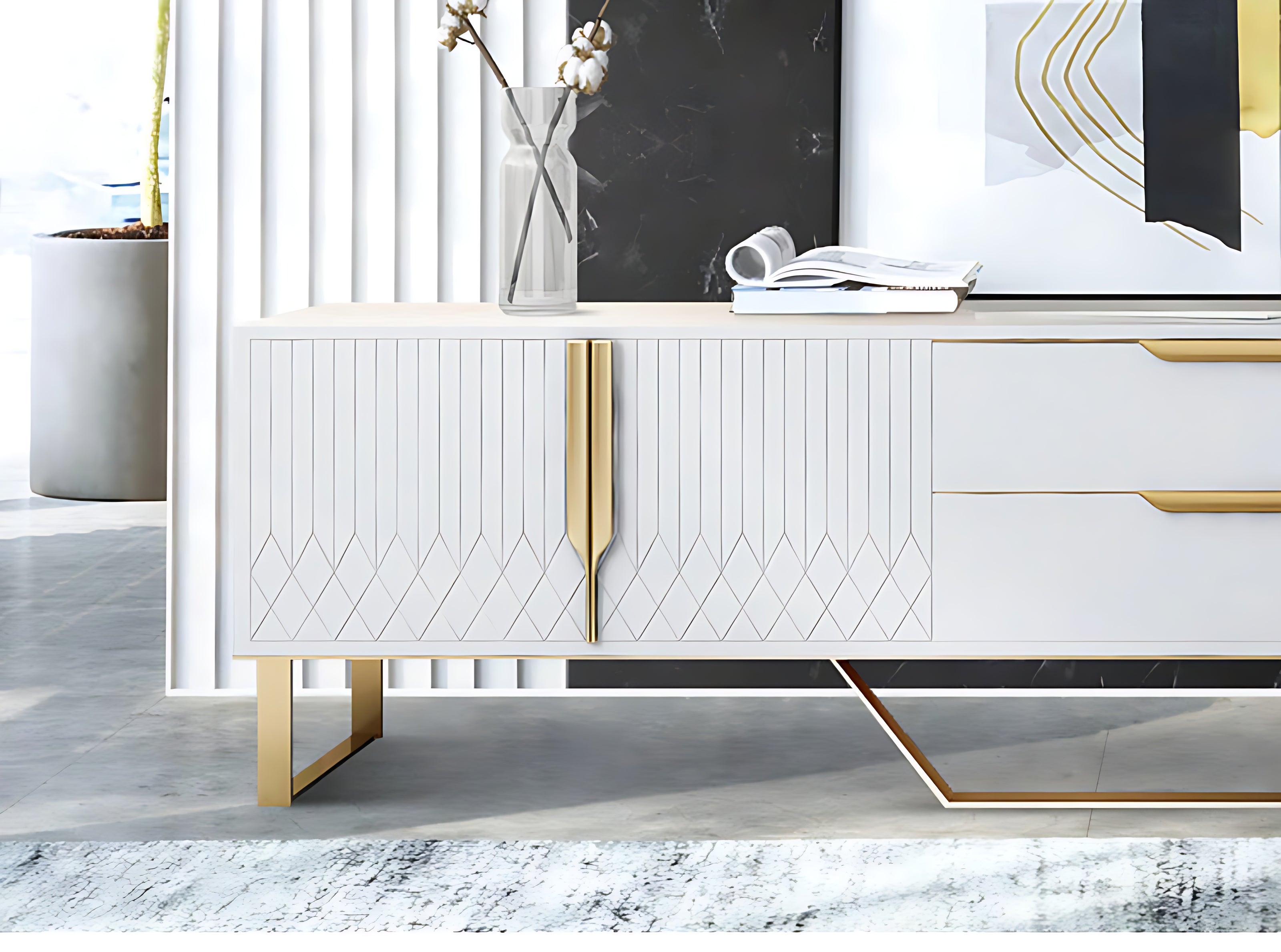 Elegant Wooden Coffee Table And TV Stand Set