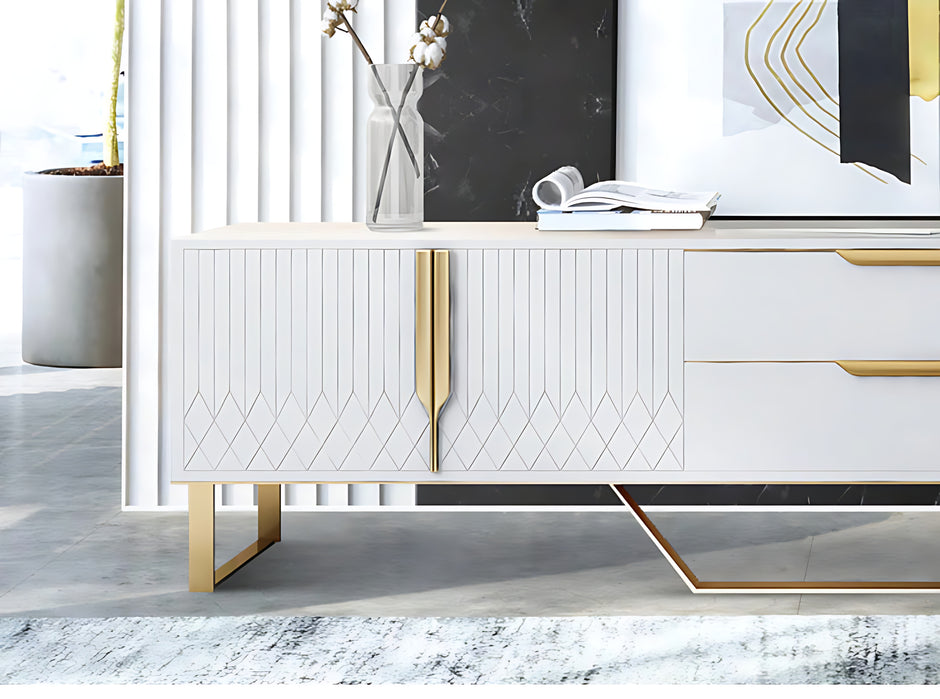 Elegant Wooden Coffee Table And TV Stand Set