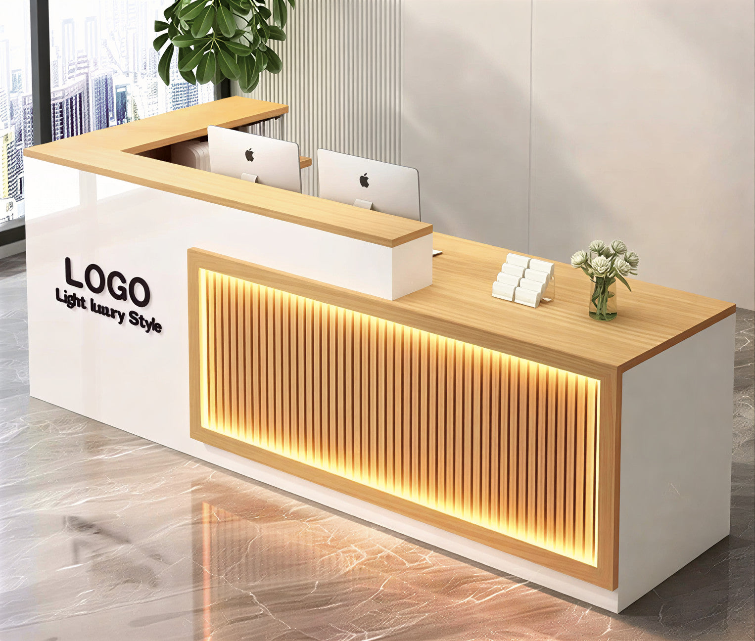 Modern Wooden LED Reception Desk