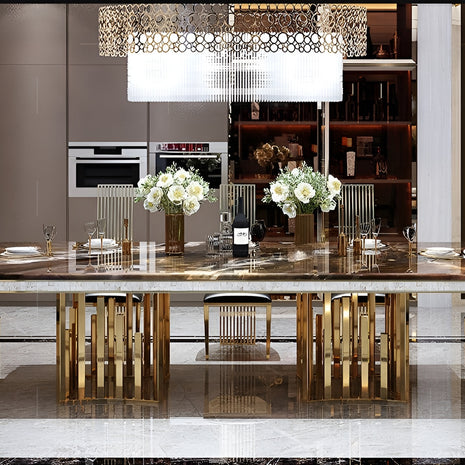 7 Pieces Marble Top Dining Table And Chairs Set / Ruchi
