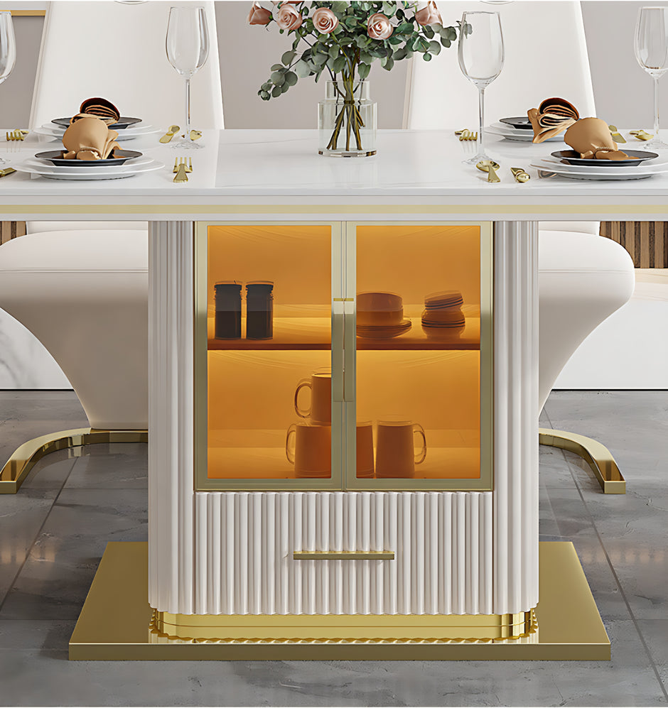 Marble Top Modern Dining Table Set For 6 / Ruchi