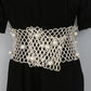 Super Wide White Handmade Pearl Waist Belt / Ruchi