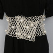 Super Wide White Handmade Pearl Waist Belt / Ruchi