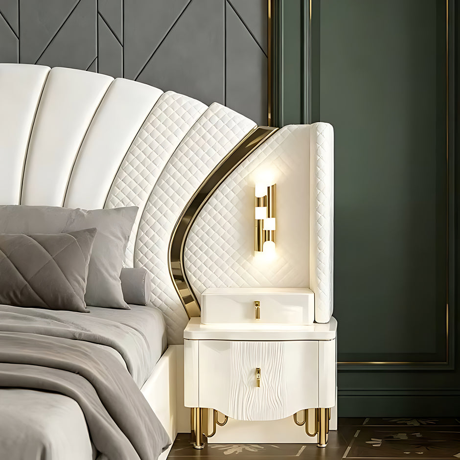 Modern Leather Upholstered Bedroom Set / Ruchi